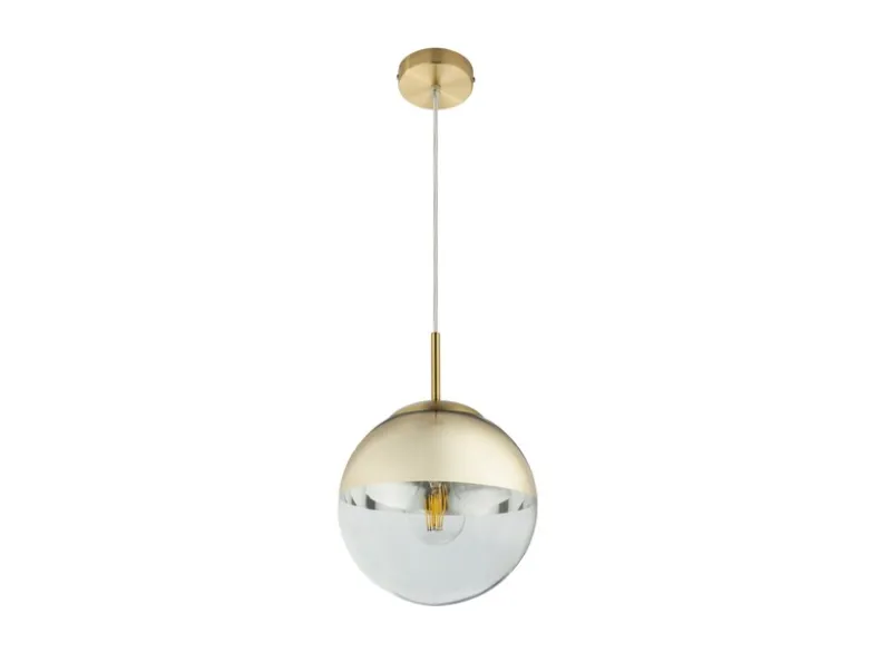 LED Hängelampe mit Glaskugel Design in Gold & Klarglas, Ø 20cm
