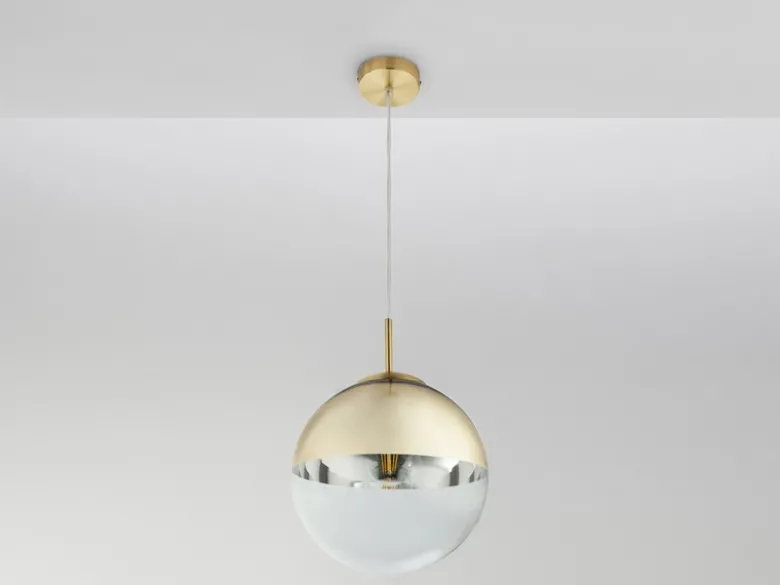 LED Hängelampe mit Glaskugel Design in Gold & Klarglas, Ø 25cm