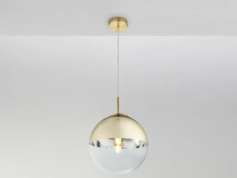 LED Hängelampe mit Glaskugel Design in Gold & Klarglas, Ø 25cm