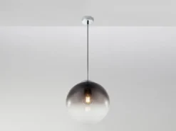 LED Hängelampe mit Glaskugel Design aus Rauchglas, Ø 30cm