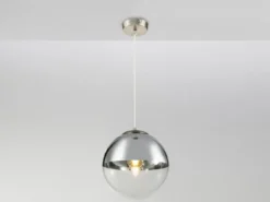 LED Hängelampe mit Glaskugel, Design in Chrom & Klarglas, Ø 30cm