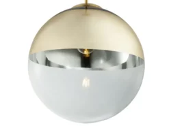 LED Hängelampe mit Glaskugel Design in Gold & Klarglas, Ø 33cm