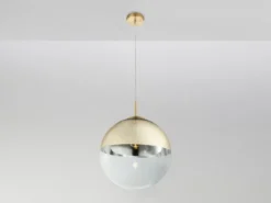 LED Hängelampe mit Glaskugel Design in Gold & Klarglas, Ø 33cm