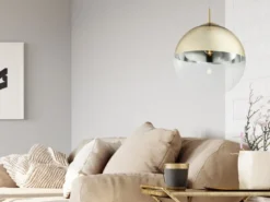 LED Hängelampe mit Glaskugel Design in Gold & Klarglas, Ø 33cm