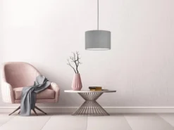 LED Hängelampe mit Lampenschirm Leinen Grau, Ø 30cm