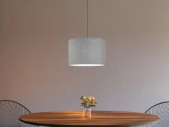 LED Hängelampe mit Lampenschirm Leinen Grau, Ø 30cm