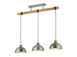 LED Holzbalken Pendelleuchte 3-flammig lang, Höhe 150 - 210cm, Breite: 107,5cm