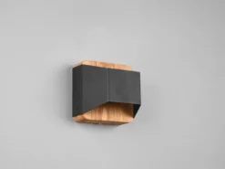 LED Holz Wandlampen 2er Set Up and Down mit Stufen Dimmer Schwarz, Höhe 12cm