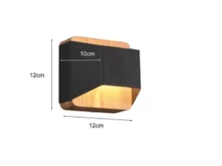 LED Holz Wandlampen 2er Set Up and Down mit Stufen Dimmer Schwarz, Höhe 12cm