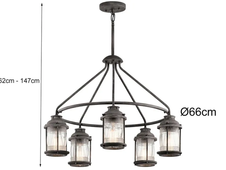 LED Industrial Pendelleuchte für Innen & Außen, Anthrazit Ø66cm