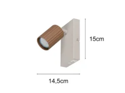 LED Innen Wandstrahler Hellgrau mit Schalter, Spot Coffee schwenkbar, Höhe 15cm
