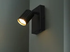 LED Innen Wandstrahler Schwarz mit Schalter, Spot schwenkbar, Höhe 15cm