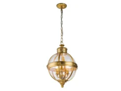 LED Jugendstil Pendelleuchte aus massivem Stahl in Messing brüniert, Ø 37cm