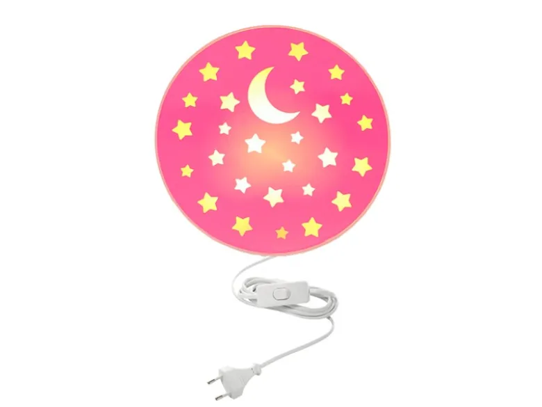 LED Kinderzimmer Wandlampe mit Stecker und Schalter, Rosé Ø 25cm