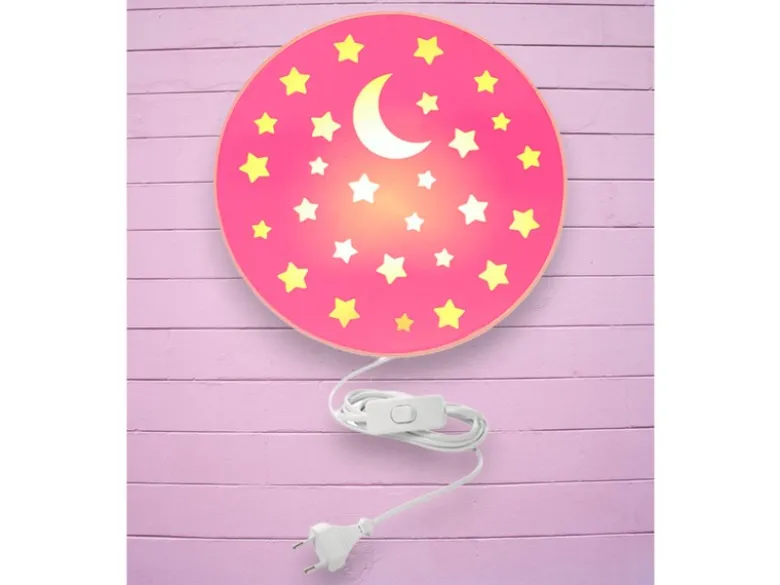 LED Kinderzimmer Wandlampe mit Stecker und Schalter, Rosé Ø 25cm