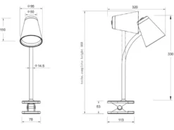 LED Klemmlampe PONGO Beige flexibel biegsam, Höhe 33cm