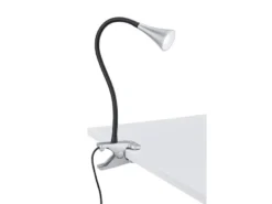 LED Klemmleuchten 2er SET 1 flammig Schwanenhalslampe in Silber/Schwarz