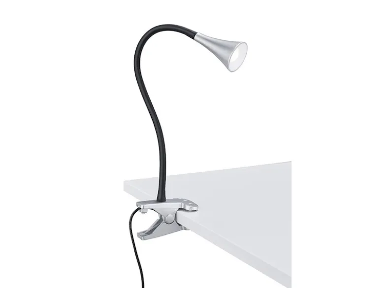 LED Klemmleuchten 2er SET 1 flammig Schwanenhalslampe in Silber/Schwarz