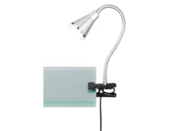 LED Klemmleuchten 2er SET 1 flammige Kunststoff Schwanenhalslampe in Silber