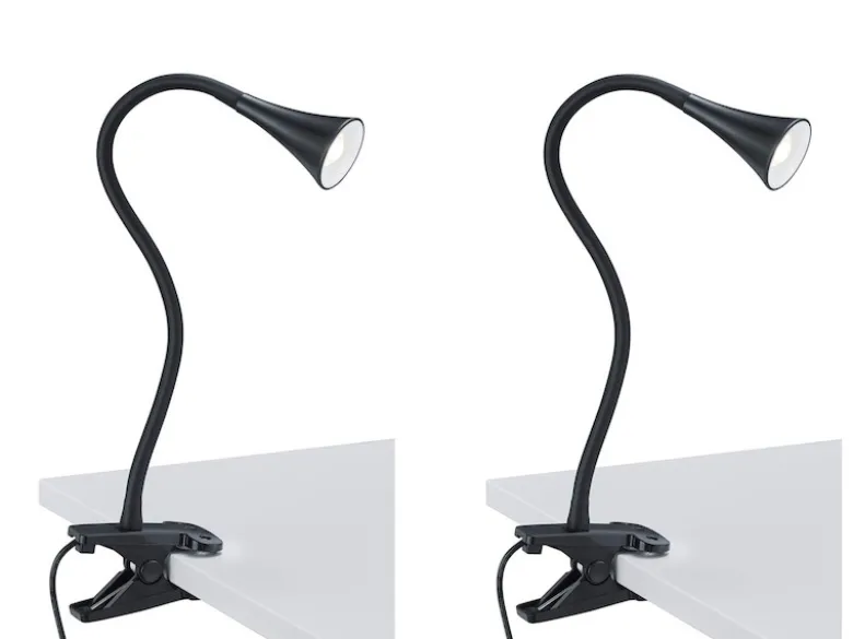 LED Klemmleuchten 2er SET 1 flammig Schwanenhalslampe in Schwarz