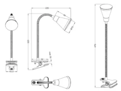 LED Klemmleuchten 2er SET 1 flammige Kunststoff Schwanenhalslampe in Schwarz