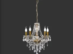 LED Kronleuchter 5-flammig Messing Gold mit Acryl Kristall Ø 52cm