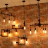 LED Kronleuchter 6-flammig Rostoptik, Wasserrohr Industrial, Ø 72cm