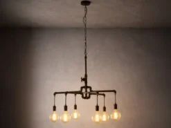 LED Kronleuchter 6-flammig Rostoptik, Wasserrohr Industrial, Ø 72cm
