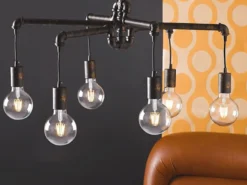 LED Kronleuchter 6-flammig Rostoptik, Wasserrohr Industrial, Ø 72cm