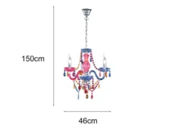 LED Kronleuchter 3-flammig Silber Chrom mit Acryl Kristall bunt Ø 46cm