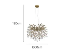 LED Kronleuchter Gold 8-flammig mit Glas Kristall 2-farbig Ø 60cm