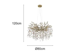 LED Kronleuchter Gold 10-flammig mit Glas Kristall 2-farbig Ø 80cm