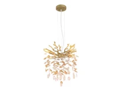 LED Kronleuchter Gold 4-flammig mit Glas Kristall 2-farbig Ø 40cm