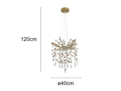 LED Kronleuchter Gold 4-flammig mit Glas Kristall 2-farbig Ø 40cm