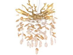 LED Kronleuchter Gold 4-flammig mit Glas Kristall 2-farbig Ø 40cm