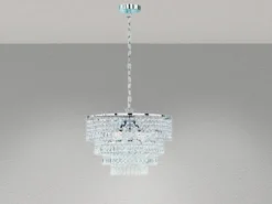 LED Kronleuchter Silber Chrom mit Kristall Behang aus Acryl Ø 42cm