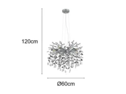 LED Kronleuchter Silber 8-flammig mit Glas Kristall 2-farbig Ø 60cm