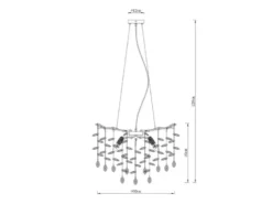 LED Kronleuchter Silber 8-flammig mit Glas Kristall 2-farbig Ø 60cm