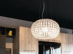 LED Kugel Hängelampe dimmbar, Chrom mit Glas Kristallen, Ø 45cm