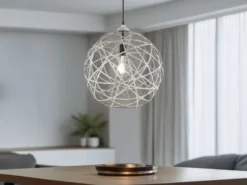 LED Kugel Pendelleuchte Grau Antik mit Drahtgeflecht, Ø 40cm