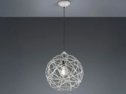 LED Kugel Pendelleuchte Grau Antik mit Drahtgeflecht, Ø 40cm