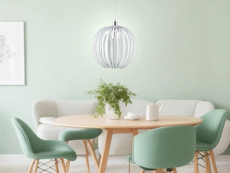 LED Kugel Pendelleuchte mit Acryllamellen transparent, Ø 40cm