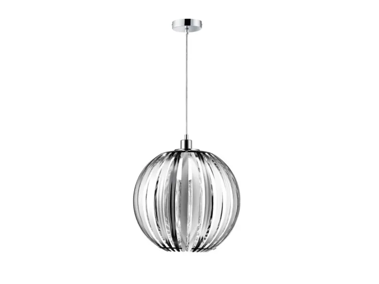 LED Kugel Pendelleuchte mit Acryllamellen Silber Chrom, Ø 40cm