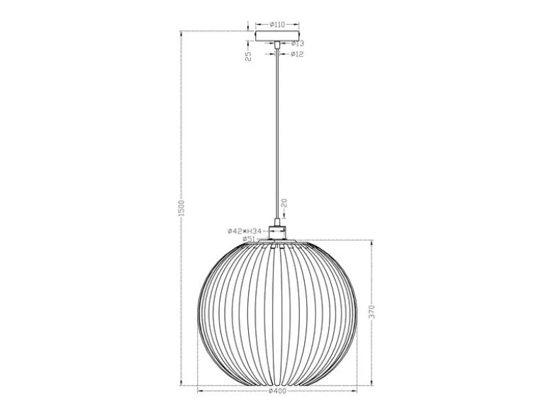 LED Kugel Pendelleuchte mit Acryllamellen Silber Chrom, Ø 40cm