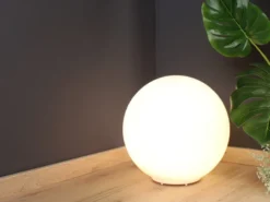 LED Kugel Tischleuchte Glaskugel Lampenschirm in Opalweiß, Ø 35cm