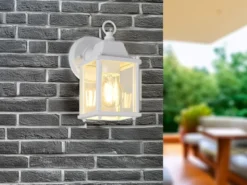 LED Landhausstil Außenwandleuchte, Wandlaterne Weiß, Höhe 22cm