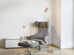 LED Leseleuchte Metall Coffee / Weiß, Spot schwenkbar, Höhe 151cm