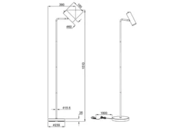 LED Leseleuchte Metall Coffee / Weiß, Spot schwenkbar, Höhe 151cm