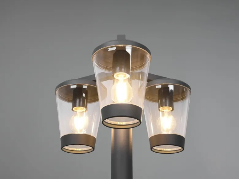 LED Mastleuchte Außen Kandelaber 3-flammig, Anthrazit, Höhe 220cm