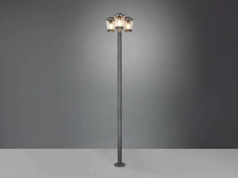 LED Mastleuchte Außen Kandelaber 3-flammig, Anthrazit, Höhe 220cm